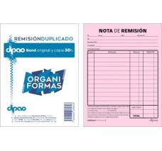 Remisión Duplicado 1/8 Organiformas, Paquete/10 Blocks de 50 Hojas c/u