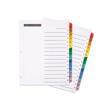 Separadores para Hojas Tamaño Carta, Pestañas Numéricas 1-15 Multicolor, Paquete/15