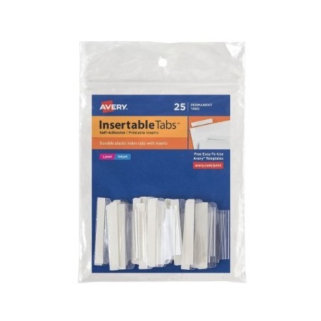 Pestañas de Índice de Plástico Avery, Corte 1'', Transparente, Paquete/ 25