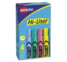 Resaltador Hi Liter, Punta Cincel, Colores Pastel Variados, Paquete/4