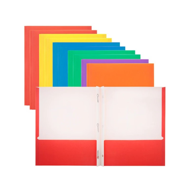 Folder Tamaño Carta, con Tres Broches, Colores Variados, Paquete/4