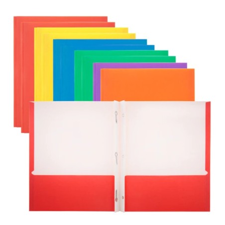 Folder Tamaño Carta, con Tres Broches, Colores Variados, Paquete/4