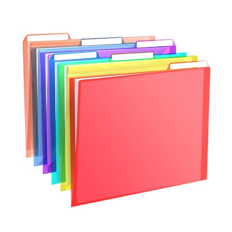 Folder para Archivo de Plástico Translucido, Tamaño Carta , Colores Variados, Paquete/6