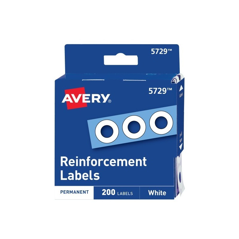 Refuerzos para Hojas de Carpeta Avery 1/4'', Blancas, Paquete/200 