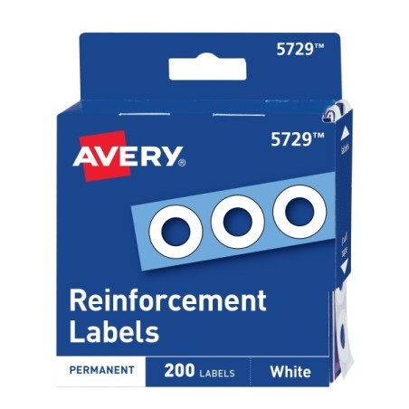 Refuerzos para Hojas de Carpeta Avery 1/4'', Blancas, Paquete/200 