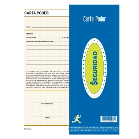 Carta Poder, Seguridad, Paquete /5 blocks, con 25 hojas c/u