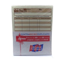 Contra Recibo Organiformas, Paquete/3 Blocks Con 50 Juegos c/u