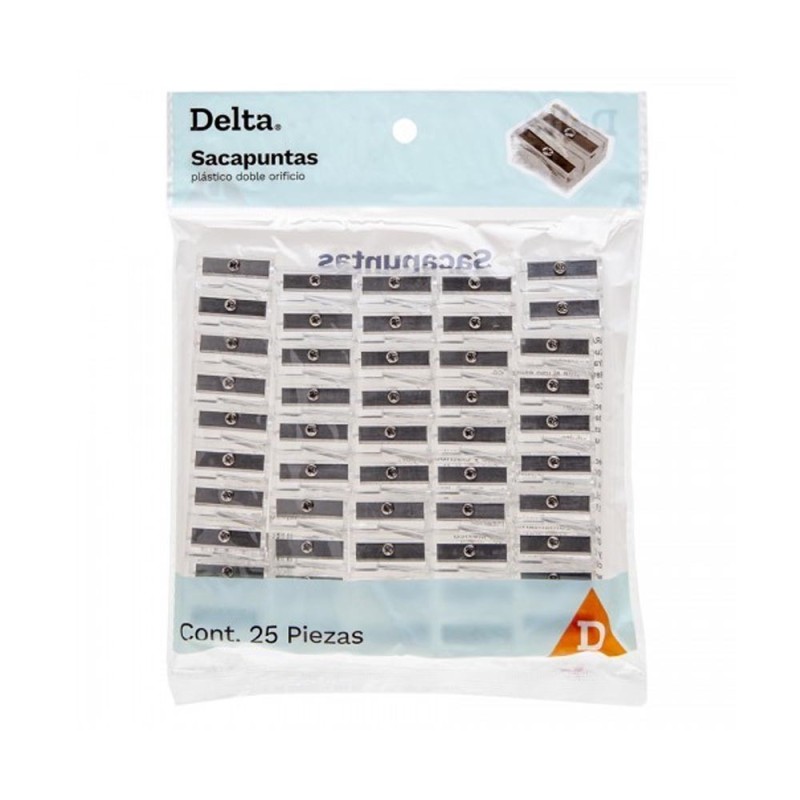 Sacapuntas de Plástico, Doble Orificio, Delta, Paq/25
