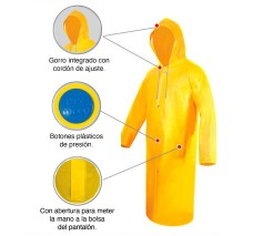 Impermeable tipo Gabardina Larga color Amarillo de PVC