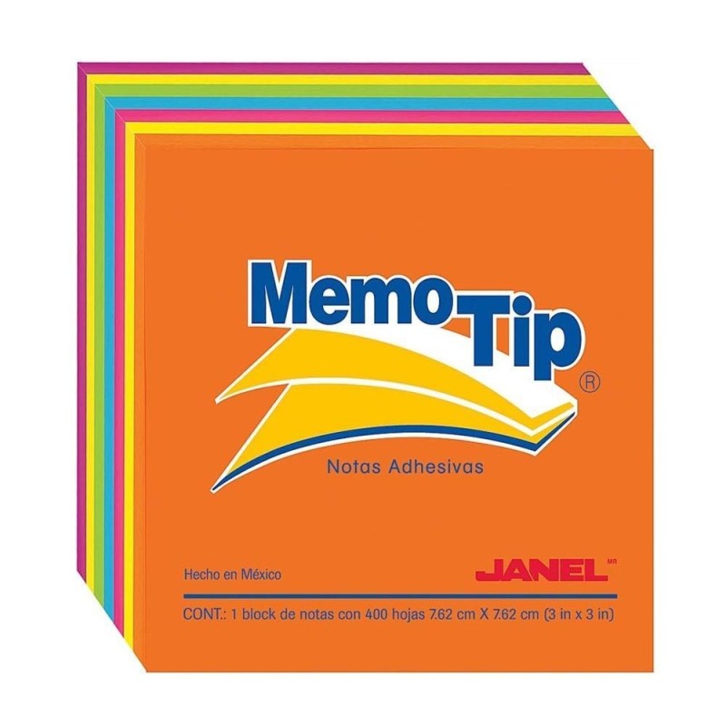 Nota Adhesiva de 3 x 3, Cubo Neon, Memo Tip, 400 Hojas