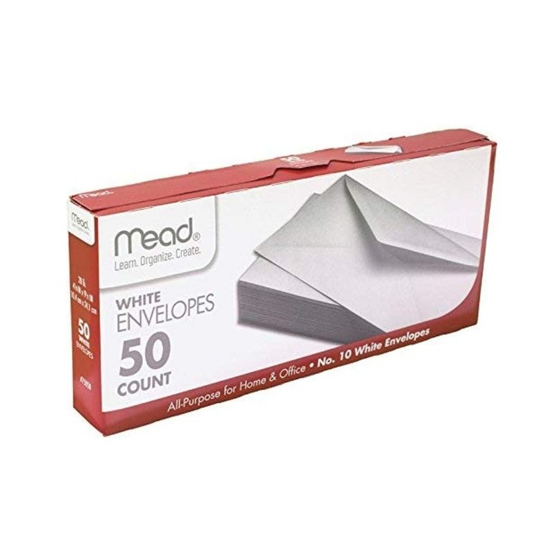 Sobres de Papel Blanco, Mead No.10, 4 1/8'' X 9 1/2'', Cierre Autoadhesivo, Caja/50