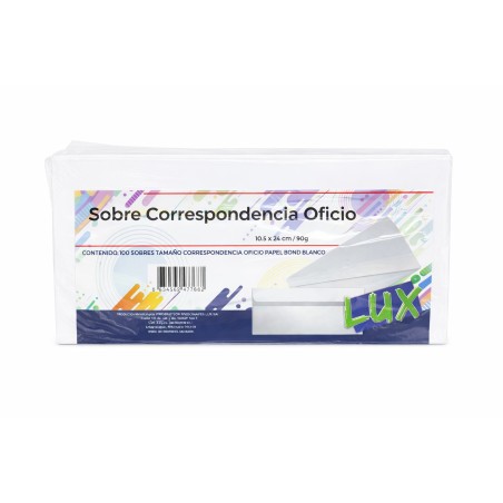 Sobre para Correspondencia Lux, Tamaño Oficio 10.5 X 24 PAQ/100