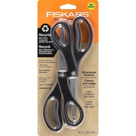 Tijeras Fiskars de 8" de Acero Inoxidable - Negro - Paquete/2 pz